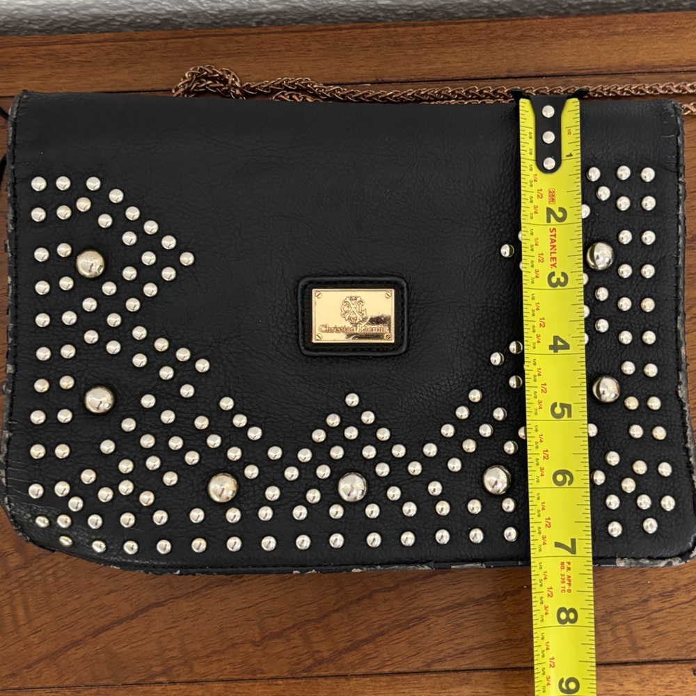 Black & Gold Studded Christian LaCroix Vintage Clutch / Shoulder / Crossbody Bag - Picture 6 of 8